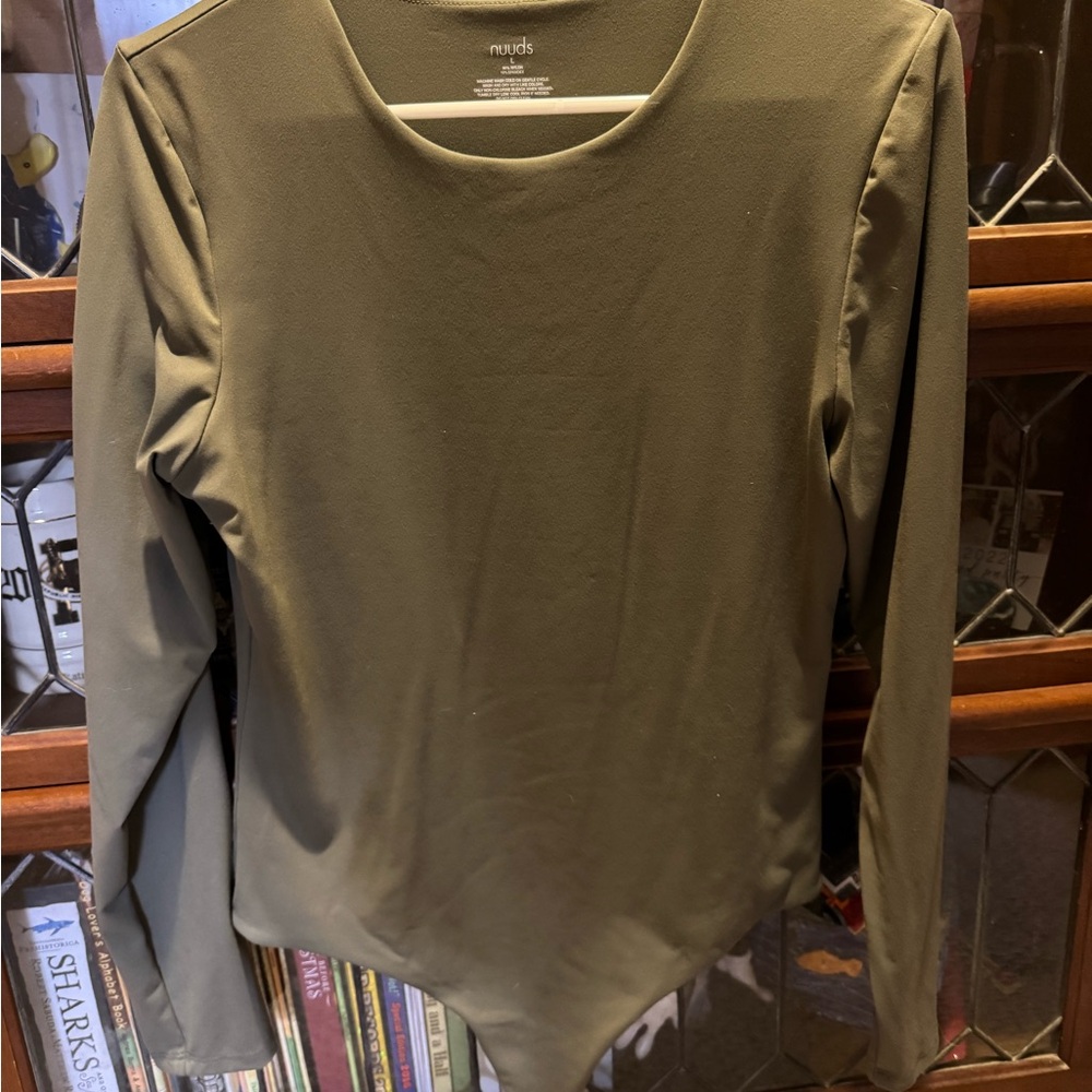 Nuuds Green Long Sleeve Fitted Bodysuit